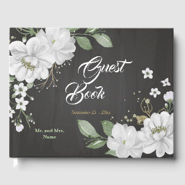 schöne weiße Blume grün schwarzes Gästebuch