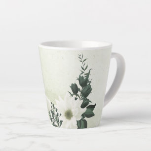 Schöne weiße Blume, grüne Blätter Milchtasse