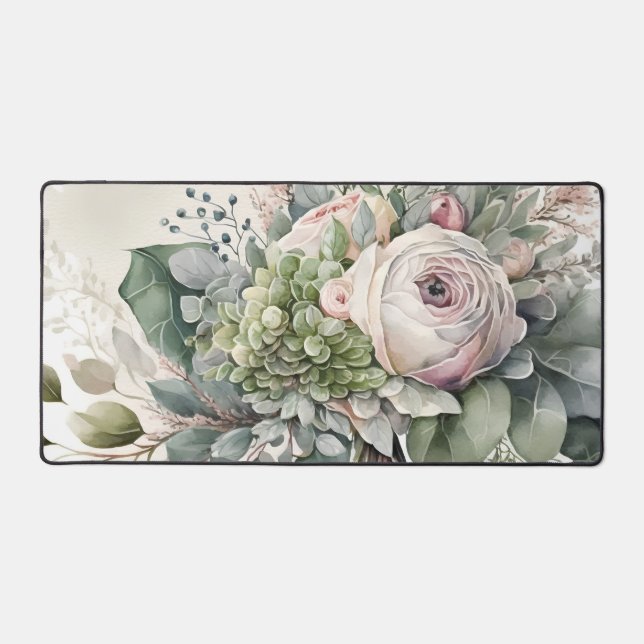 Schöne weiße Blume Schreibtischunterlage (Vorderseite)