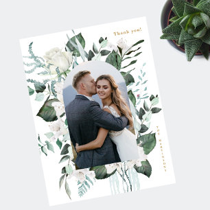 Schöne weiße Blumen-Foto-Hochzeit-Dankeschön Postkarte