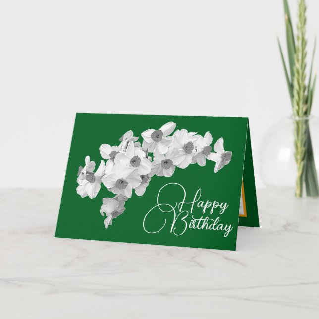 Schöne weiße Daffodien Hübsch Bouquet Geburtstag Karte (Vorderseite)
