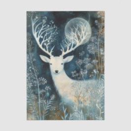 Schöne Weiße Hirsch Cyanotypie Druck Seidenpapier