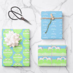 Schöne Weiße Hochzeitspferde Maßanfertigung Geschenkpapier Set