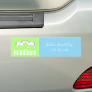 Schöne weiße Hochzeitspferde nach Maß Autoaufkleber