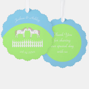 Schöne weiße Hochzeitspferde nach Maß Ornament Karte