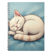 Schöne weiße Katze Blue Notebook-Abdeckung