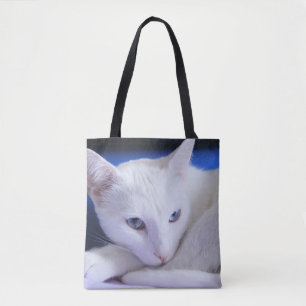 Schöne weiße Katze/Fügen Sie das Foto Ihres Hausti Tasche