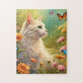 Schöne weiße Katze im Garten 713