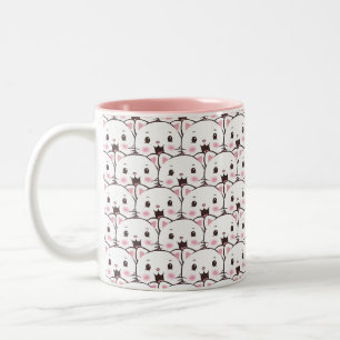 Schöne weiße Katzen-Gesicht-Cartoon-Muster Zweifarbige Tasse