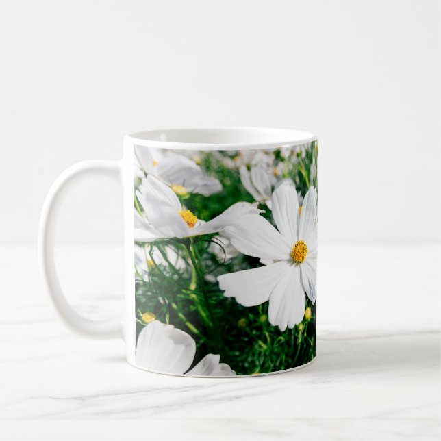 Schöne weiße Kosmos Blume blühen in Gärten Kaffeetasse (Links)