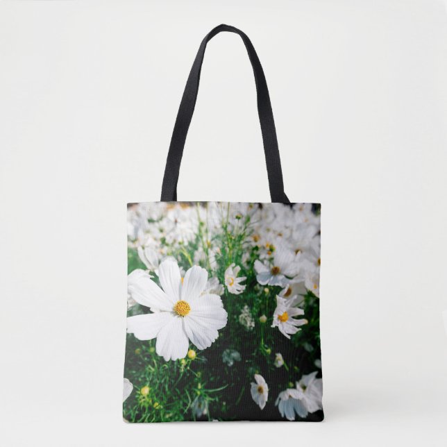 Schöne weiße Kosmos Blume blühen in Gärten Tasche (Vorderseite)