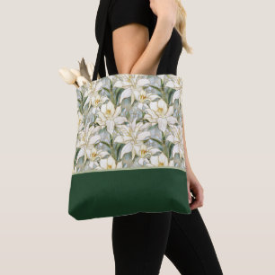 Schöne Weiße Lilie Buntglas, Farbblock Tasche
