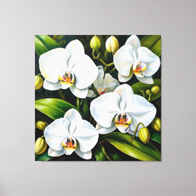 schöne weiße Orchideen Leinwanddruck (Vorderseite)