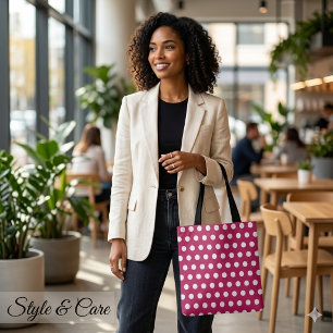 Schöne weiße Punkte rote Rose stilvolle Tote-Tasch Tasche