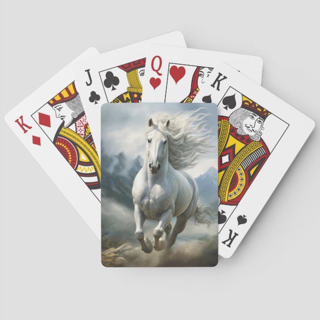 Schöne Weiße Reittiere Spielkarten (Rückseite)