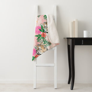 Schöne weiße rosa Tiger-Blumenmalerei Sherpadecke
