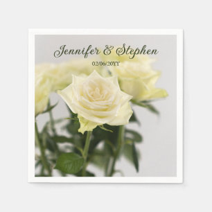 Schöne weiße Rosen Foto von Blumen Hochzeit Serviette