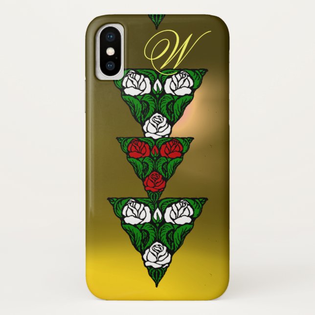 SCHÖNE WEISSE ROTE ROSEN TRIANGLE MONOGRAM Case-Mate iPhone HÜLLE (Rückseite)