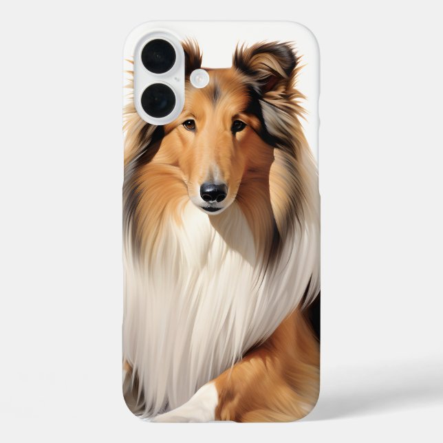 SCHÖNE, WEISSE ROUGH COLLIE DOG iPhone 16 PLUS HÜLLE (Rückseite)