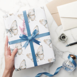 Schöne weiße Schmetterling-Brautjungferparty Geschenkpapier