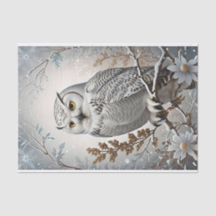 Schöne Weiße Schnee-Eule Winter-Thema Seidenpapier
