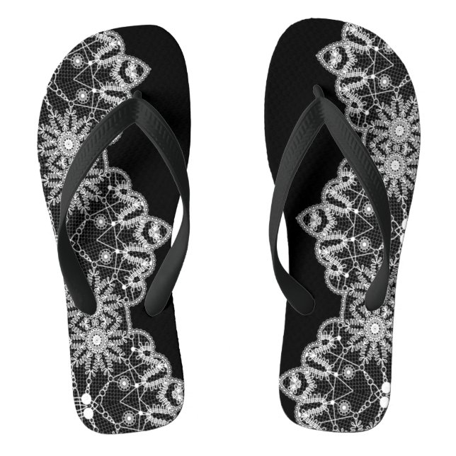 Schöne weiße Spitzen Elegantes Flip Flops (Fußbett)