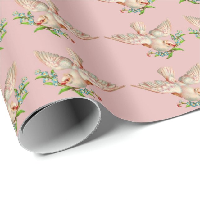 schöne weiße Taube mit Sprig im Mund Geschenkpapier (Rolleneckpunkt)
