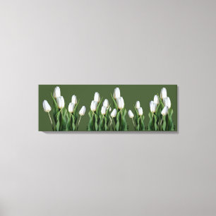 Schöne weiße Tulpe Blume Grün moderne Blumen Leinwanddruck