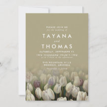Schöne weiße Tulpen Malerei Hochzeit Einladung