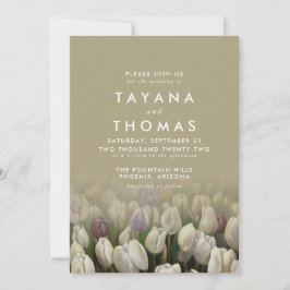 Schöne weiße Tulpen Malerei Hochzeit Einladung
