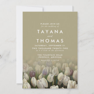 Schöne weiße Tulpen Malerei Hochzeit Einladung
