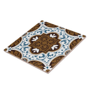 🤍 🤎 Schöne, weiße und braune Azulejos, V  Fliese