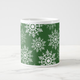 Schöne, weiße und grüne Winterschneestars Jumbo-Tasse