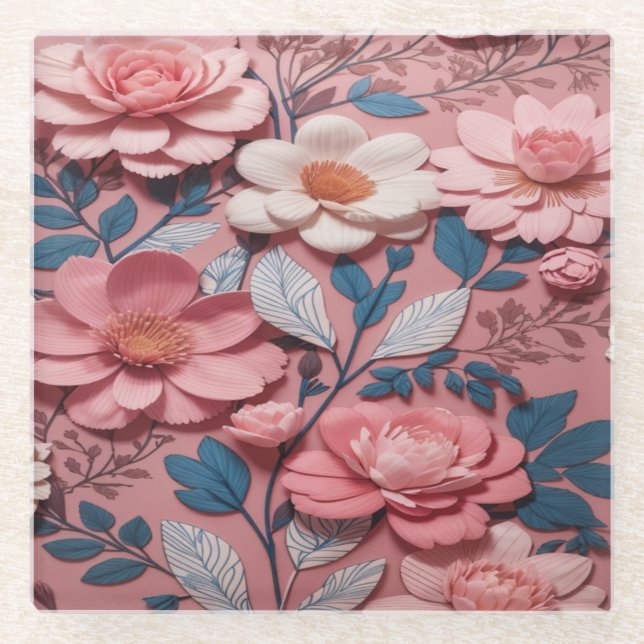 Schöne, weiße und rosa Blume Sandstone Untersetzer (Vorderseite)