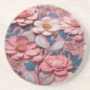 Schöne, weiße und rosa Blume Sandstone Untersetzer