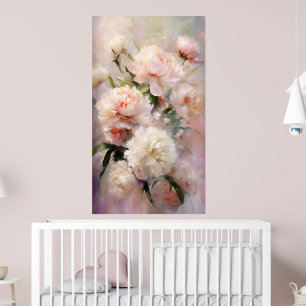 Schöne weiße und rosa Pfingstrosen auf rosa Hinter Poster