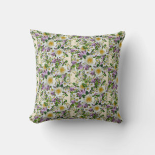 Schöne weiße und violette Blumen Kissen