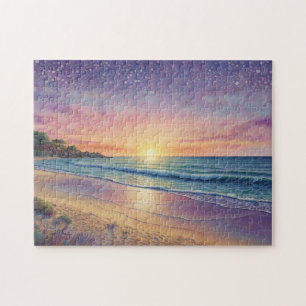 Schöne Wellen am Strand und Strandkunst
