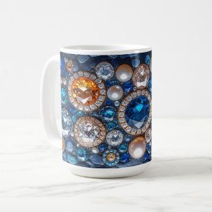 Schöne wertvolle Edelsteine Diamanten Saphire Perl Kaffeetasse