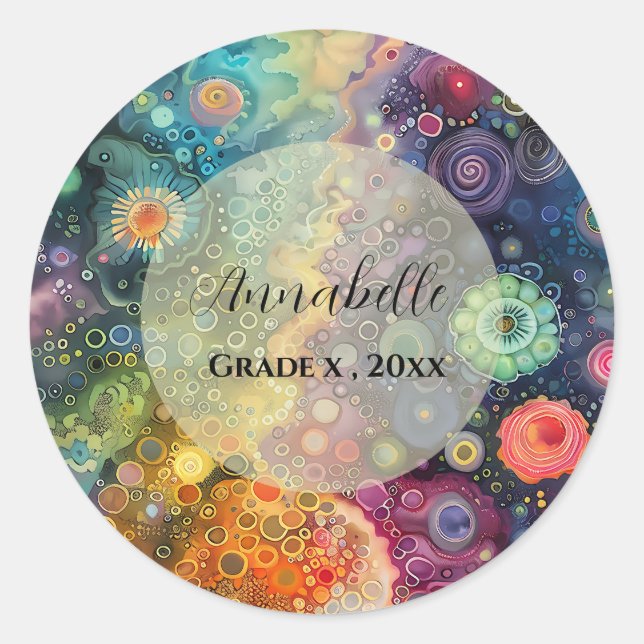 Schöne Whimsikfarben zurück zur Schule Runder Aufkleber (Vorderseite)