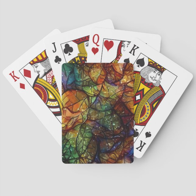 Schöne Whimsikkunst Herbst Blätter Spielkarten (Rückseite)