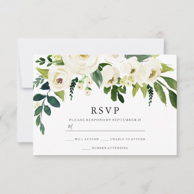Schöne White Blooming Blume Wedding Bridal RSVP Karte (Vorderseite)