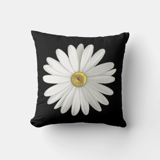 Schöne White Daisy-Blume auf dem schwarzen Kissen (Vorderseite)