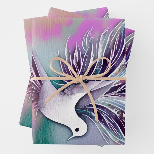 Schöne White Ethereal Wasserfarbe Taube Geschenkpapier Set (Beispiel)