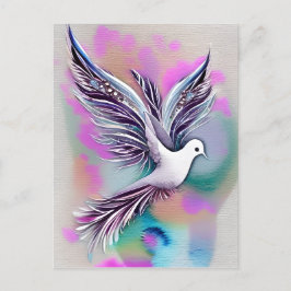 Schöne White Ethereal Wasserfarbe Taube Postkarte