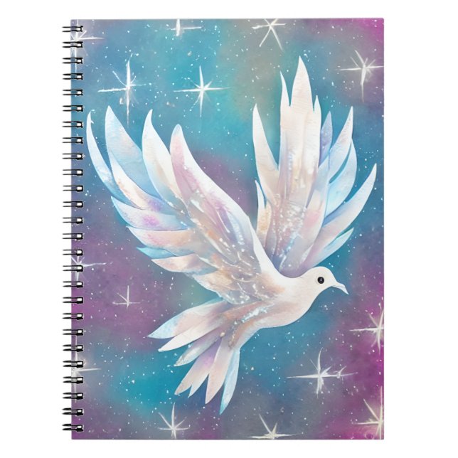 Schöne White Glitzer Peace Dove Notizblock (Vorderseite)