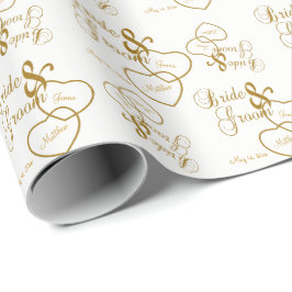 Schöne White Wedding mit Gold Script Letters Geschenkpapier