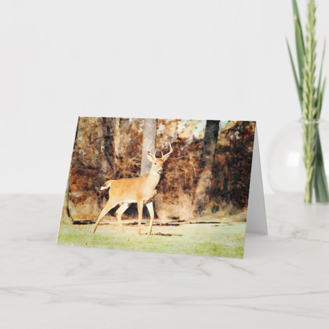 Schöne Whitetail Deer Buck Wasserfarbenleere Karte (Vorderseite)