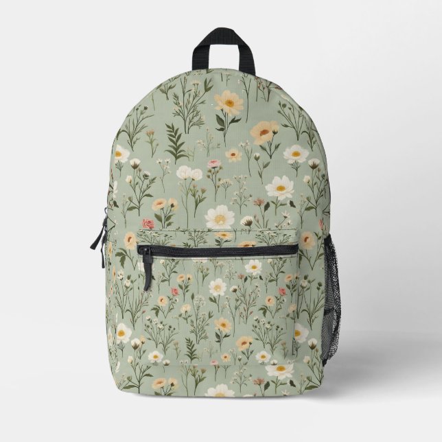 Schöne Wiese-Blume auf Green Bedruckter Rucksack (Vorderseite)