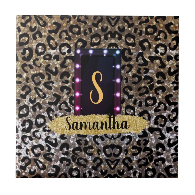 Schöne Wild Monogram Elegante Chic Fliese (Vorderseite)